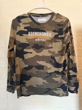 abercrombie kids Camo Logo Sweatshirt in Olive and Black